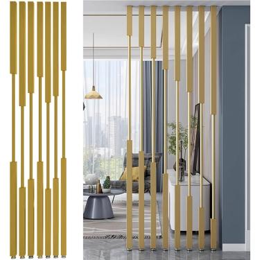 Imagem de Divisor de tela de quarto elegante independente, 28 39 73 85 94 polegadas de altura 8 peças poste de divisória de quarto ripas de madeira, entrada restaurante escritório separação de sala de
