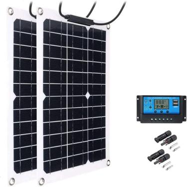 Imagem de Kit Solar Pel 600w Monocristalino Solar Pel 18v Solar Flexível Pel 2 * 300w Solar Pels Para Rv Boat Car Carav Bateria Carga, 60a