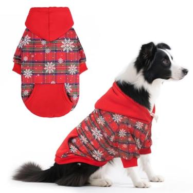 Imagem de PUPTECK Moletom com capuz para cachorro outono inverno roupas quentes macias forradas com chapéu para cães pequenos, médios e grandes, design de bolso, neve G