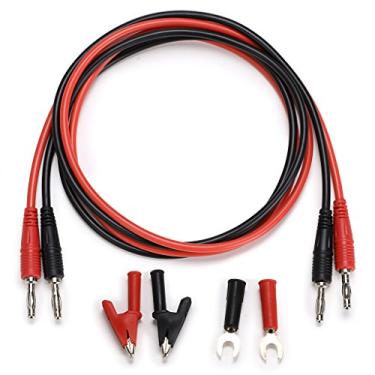 Imagem de Sumnacon Em 1 Banana Plug Clipe Jacaré Cabo de Teste de Garfo de Cobre Puro, 3,3 Pés Multímetro Cabo de Teste Flexível Fio com Conector de Proteção Grampos de Cobre para Teste Elétrico 1000V/15A