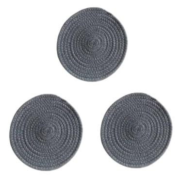 Imagem de Kit 3 Descansos de Panela em Algodão – Protetores Resistentes de Mesa e Bancada (Cinza)