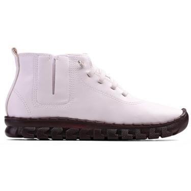 Imagem de Bota Coturno Feminino Casual Macio Leve Confortável Com Cadarço Sola Reta Bota Feminina (Branco, BR, Adulto, Numérico, 34)