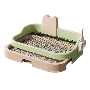 Imagem de Baoblaze Caixa sanitária para cachorro, bandeja para penico para cachorro, cerca elevada, grade de malha, suporte leve para xixi de filhote, almofada de, Verde E Bege