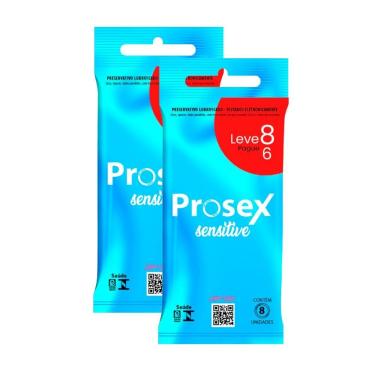 Imagem de Kit 2 Preservativo Prosex Sensitive Lubrificado Leve 8 Pague 6 Unidades