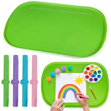 Imagem de Tapetes de arte de silicone para crianças 61 cm x 40 cm, tapetes de silicone para artesanato com bordas elevadas, tapetes de pintura para bricolage, pintura, artesanato, argila, fabricação de joias