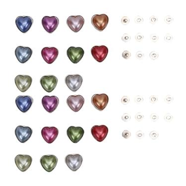 Imagem de TOPINCN 22 SET Mix Color Forma do Coração Rebite, 16mm 11 Cores Faux Pearl Rebite Botão de Couro Fascinantes Decorativos Rebites para Sacos Sapatos de Sapatos de Calças de Roupas