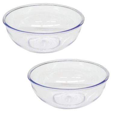 Imagem de Kit 2 Bowl Acrílico Alimentos Petisco Sobremesa 300ml Transparente - L