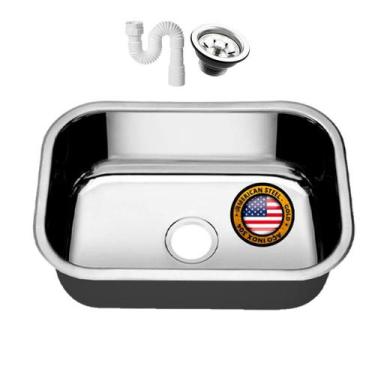 Imagem de Cuba Pia N 1 Gold 304 Cozinha Inox 47X30X17 + Válvula e Sifão - AS