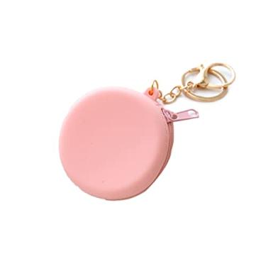 Imagem de Porta-chaves de moedas, bolsa pequena de silicone, zíper de silicone, mini bolsa de maquiagem, linda bolsa de cosméticos para mulheres para chaves de batom, #714, Solid color-pink