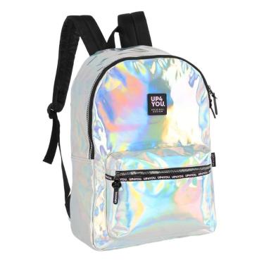 Imagem de Mochila Costas 18 Juvenil Holográfica Prata Up4You Luxcel