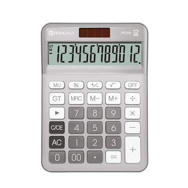 Imagem de CALCULADORA DE MESA GRANDE 12 DIG. PROCALC, VISOR GRANDE, DUAL POWER, CINZA