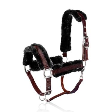Imagem de Equinavia Cabresto Valkyrie Soft Ultra Fleece Acolchoado Ajustável Cavalo Breakaway - Vinho Vermelho/Preto - Warmblood