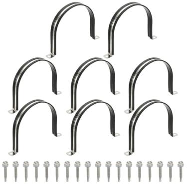 Imagem de PATIKIL 8 braçadeiras de tubo, 130 mm de aço inoxidável 304 de aço inoxidável amortecido, braçadeiras de conduíte com parafuso hexagonal para instalação de cabo de mangueira de tubo, 130 mm