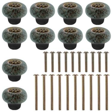 Imagem de Conjunto de puxadores de cerâmica vintage puxadores decorativos de móveis com parafusos multiuso puxador de porta de armário puxador de cômoda para armários gaveta armário guarda-roupa ZJMCAJY (azul)