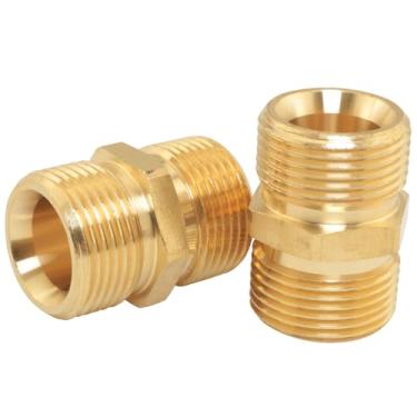 Imagem de ZZHXSM Conector de mangueira de lavadora de alta pressão M22 14 mm diâmetro interno rosca externa 5000 PSI adaptador de extensão de mangueira de latão resistente
