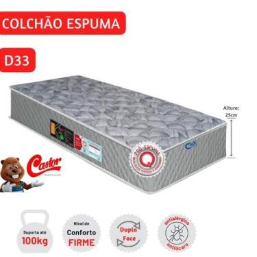 Imagem de Colchão Solteiro Castor Espuma D33 Dupla Face Sleep Max 88x188x25  Res