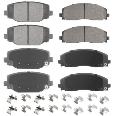 Imagem de ILONPA Conjunto de pastilhas de freio a disco semimetálicas dianteiras traseiras para Chrysler Town & Country 2012-2016, para Dodge Grand Caravan 2012-2020, Journey 2012-2020, para Routan 2012 2014, 8