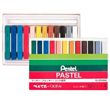 Imagem de Giz pentel pastel seco ga12ad c12 cores, 3