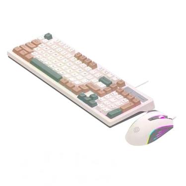 Imagem de Teclado Mecânico 98 Teclas com Anti-Fantasma 19 Teclas, Retroiluminação RGB, Teclas em Duas Cores, Apoio Ergonômico, Funções Multimídia - Ideal para Jogos e Escritório