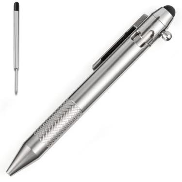 Imagem de Cool Hand Caneta Stylus de titânio para tela sensível ao toque, refil de tinta esferográfica, tamanho compacto, clipe de bolso profundo Skelton Out para facilitar o transporte