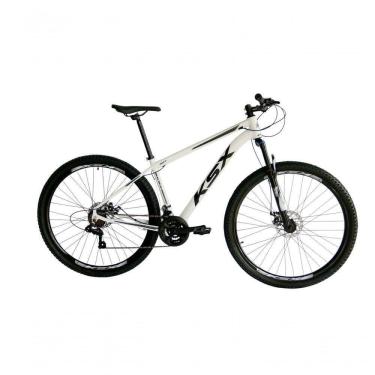 Imagem de Bicicleta Aro 29 Ksx Sd7 21v Cabos Internos Alumínio Freios A Disco Garfo Suspensão Branco Preto Tamanho 15