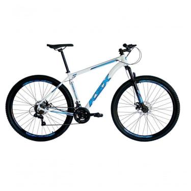 Imagem de Bicicleta Aro 29 Ksx Sd7 21v Cabos Internos Alumínio Freios A Disco Garfo Suspensão Branco Azul Tamanho 21