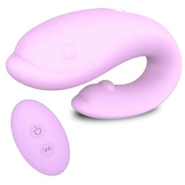 Imagem de Vibrador de Casal Winter-RTC, S-Hande Vibrador de Casal Golfinho, Recarregável, Silicone, 9,8 cm x 3,3 cm, À Prova D'água, Com Controle Remoto, 9 Modos de Vibração