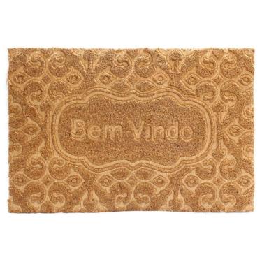 Imagem de Capacho Tapete Fibra De Coco Bem Vindo Arabesco Tuut 40X60