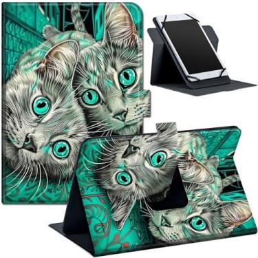 Imagem de Qindaiwen Capa universal para tablet de 7 e 8 polegadas, capa para tablet Amazon Fire HD 8/Galaxy Tab A7 Lite 21,7 cm/iPad Mini/, capa com suporte de couro PU com visualização em vários ângulos para