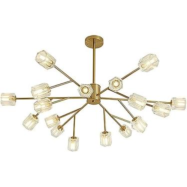 Imagem de Lustres Sputnik modernos, luminária pendente em V, lustres contemporâneos de galhos G9, luminárias de teto douradas, decoração moderna