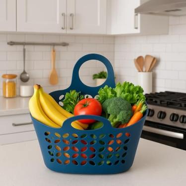 Imagem de Cesta Organizador Multiuso Plástico Casa Cozinha com Alça (azul)