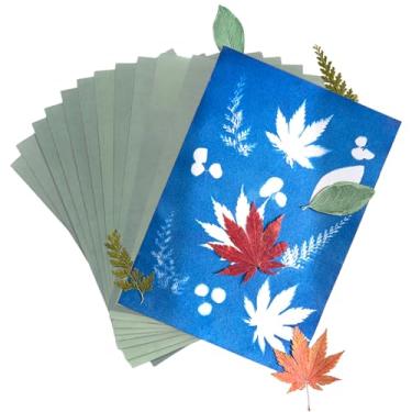Imagem de Kit de papel cianotipo, papel de impressão solar cianotipo kit de papel de impressão solar para crianças 14 x 21 cm papel de arte ativado por energia solar de natureza sensível para projetos de