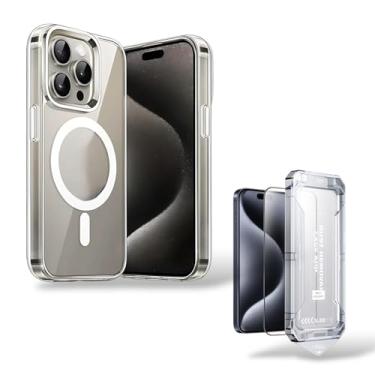 Imagem de Kit Capa Capinha e Película Com Aplicadora Clear Case Anti Amarelamento Transparente e Resistente Compatível Com MagSafe Película 3D Vidro com Aplicador para iPhone - Premium® (Iphone 16 Pro)