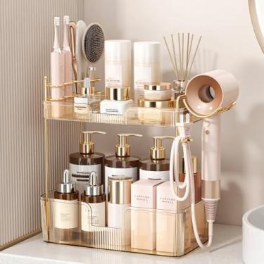 Imagem de Weidace Organizador de balcão de banheiro, bandeja de grande capacidade, organizador de prateleira, armazenamento de fácil montagem para banheiro, embaixo da pia, armário e organização de armários