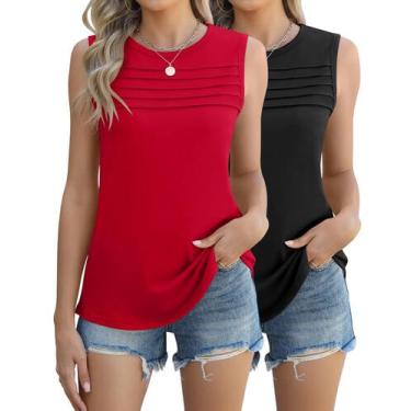 Imagem de Camisetas regatas Micoson 2025 sem mangas, gola redonda, plissada para