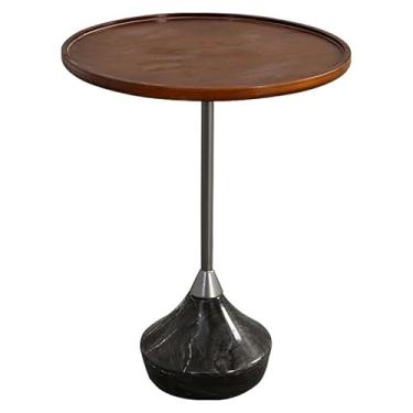 Imagem de Mesa auxiliar mesa de chá de madeira simples e moderna, mesa de centro móvel com varanda, mesa auxiliar artística mesa auxiliar para sofá