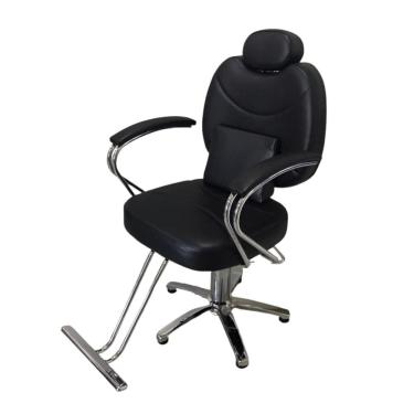 Imagem de Cadeira Barbeiro Cabelereiro Reclinável Poltrona Salão Maquiagem Base Estrela Preta Importway Iwcbbe