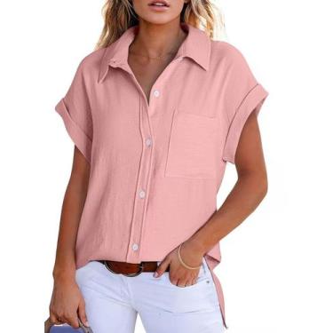 Imagem de Camisas femininas elegantes com botões para mulheres, linda blusa de m