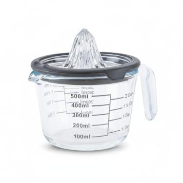 Imagem de Cartman Copo medidor de vidro, 2 peças, verde refrescante com espremedor de limão e limão, espremedor manual, copos de medição de líquidos, copo medidor de onças, alargador de cítricos, manual de suco