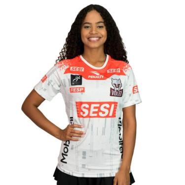 Imagem de Camisa de Vôlei Oficial do Sesi Bauru Time Masculino 2025 Branca Baby 