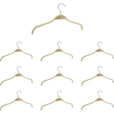 Imagem de Cabides De Madeira, Conj.10, Cor Natural, Cabides De Fato Forma Plana, 38 Cm De Largura, Para Saias, Tops, Casacos E Casacos, 38cm