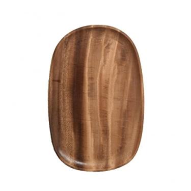 Imagem de Bandeja cinzenta oval de madeira irregular retangular de madeira redonda prato de servir prato de comida armazenamento de frutas secas sobremesa talheres Suppl (cor: 4) (4)