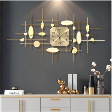 Imagem de WYUYIWH Relógio de parede arte moderna relógio de parede grandes relógios de parede decorativos para sala de estar, design de arte 3D de metal moderno relógio de quartzo silencioso sem tique-taque