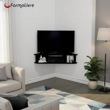 Imagem de Rack Suspenso para TV de até 39 Aparador Bancada Estante de Canto Pret