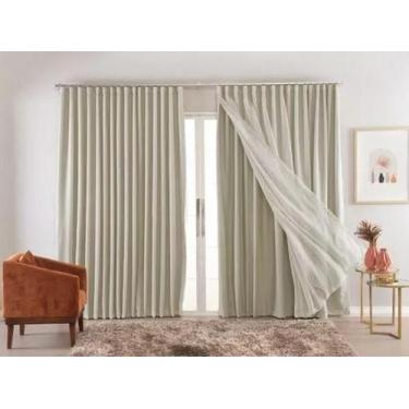 Imagem de Cortina Luxo Blackout Voil Palha 6,00 X 2,70 Metros Trilho - Tropical