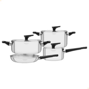 Imagem de Jogo de Panelas Tramontina Grano Baquelite em Aço Inox com Corpo Triplo 4 Peças 65160/000