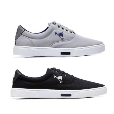 Imagem de Kit 2 Sapatênis Polo Joy Casual Masculino em Lona, 42, Preto, Cinza cl