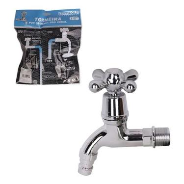 Imagem de Torneira Cromada Jardim Tanque Plastico Pvc Lavanderia Pias Quintal - 