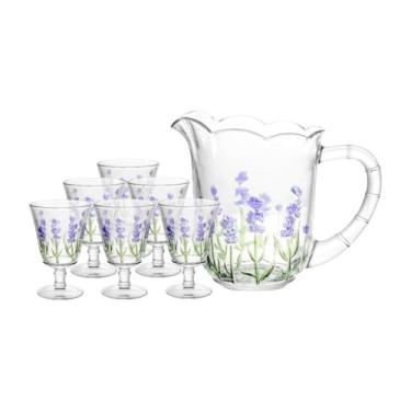 Imagem de Conjunto Lavanda – Jarra 1,3L + 6 Taças 240ml em Vidro Elegância para Servir Bebidas