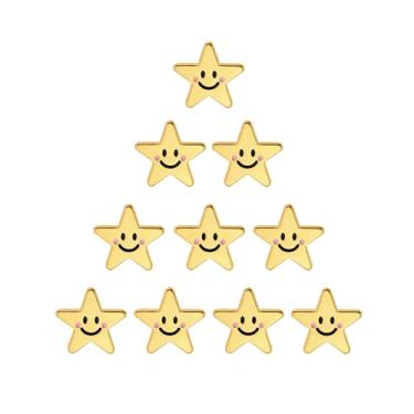 Imagem de GKDFK Alfinetes de lapela esmaltados Smile Star em massa minúsculos dourados broche colarinho chapéu bolsa acessórios de roupas, Small, Liga de aço, Sem Pedra Preciosa